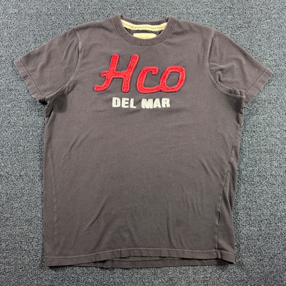 Vintage Hollister HCO Del Mar Embroidered Applique T-Shirt Women's XL Brown Y2K